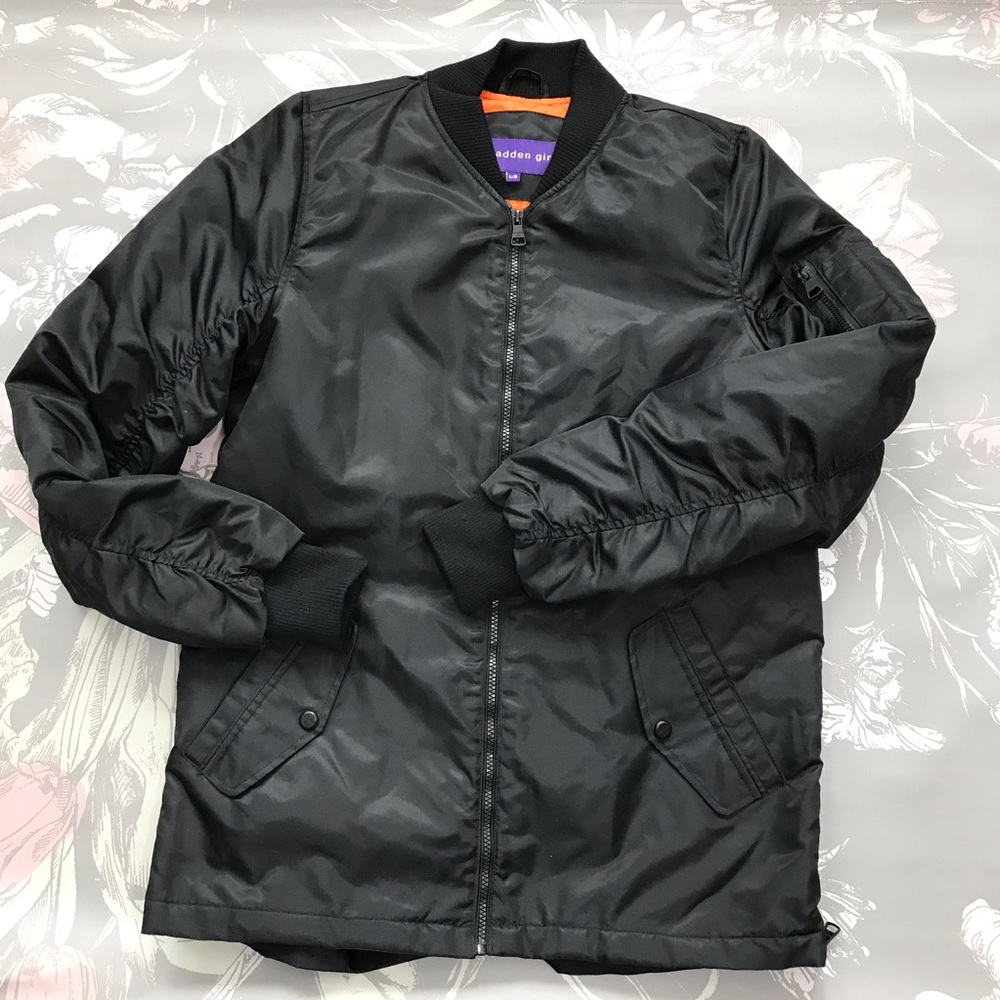 Madden Girl Womens Black Bomber Jacket SZ Large